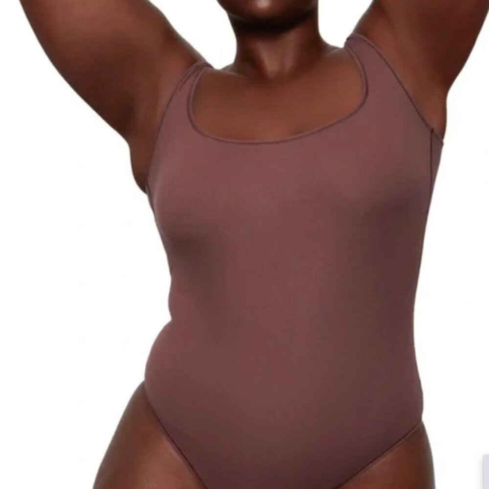 Skims Purple Sleeveless Ribbed Body Suit - S